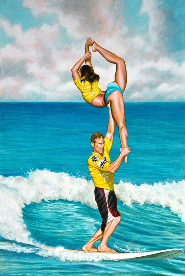 Tandem Surfing Painting By Douglas Fincham Pixels