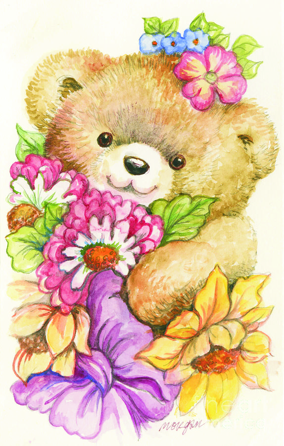 teddy bear with flowers clipart - photo #16