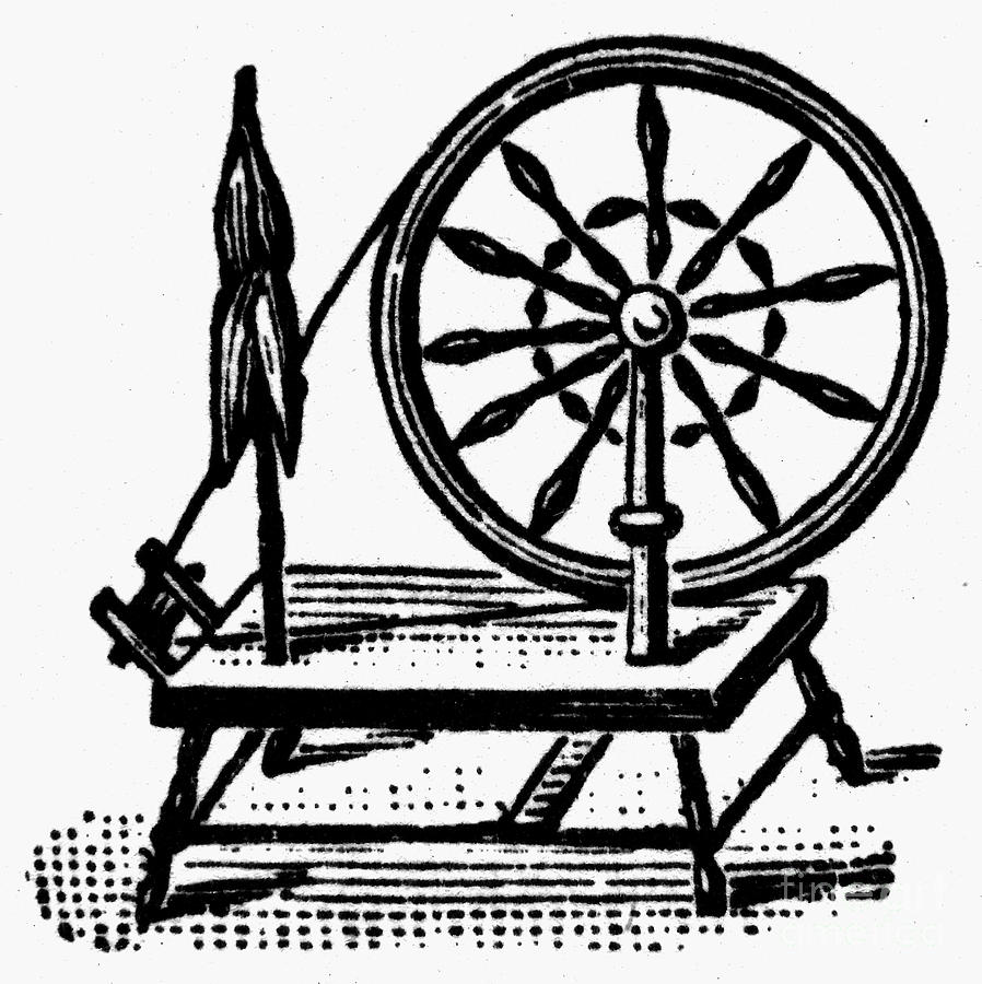 Textiles Spinning Wheel Photograph by Granger