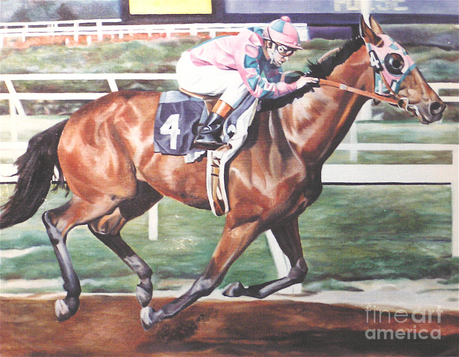 Thoroughbred Racehorse Painting by Gail Dolphin