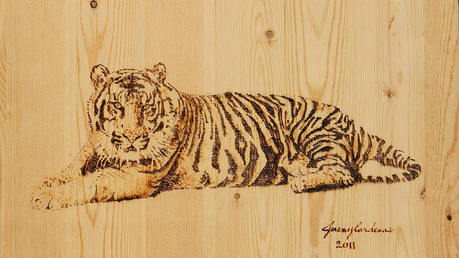 Tiger Pyrography Pyrography by Jeremy Cardenas