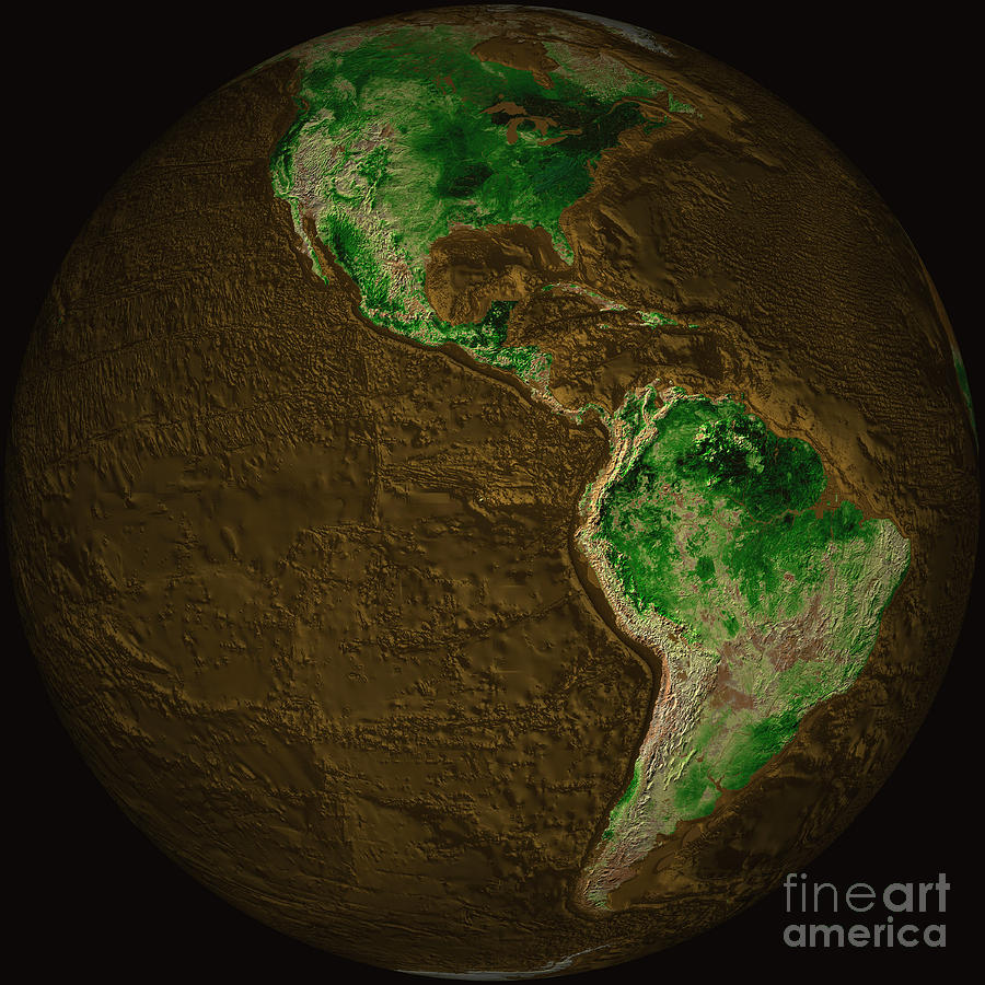 Topographic Map Of Earth Photograph By Stocktrek Images