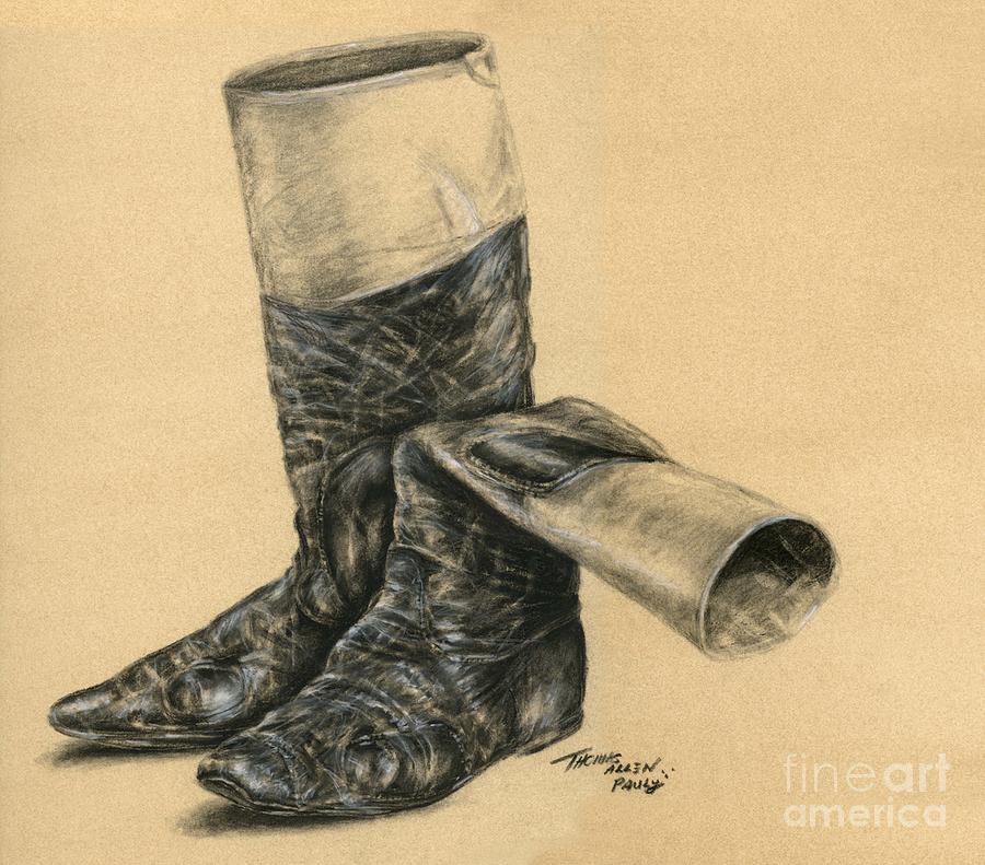 Vintage Jockey Boots Drawing - Vintage Jockey Boots Fine Art Print.