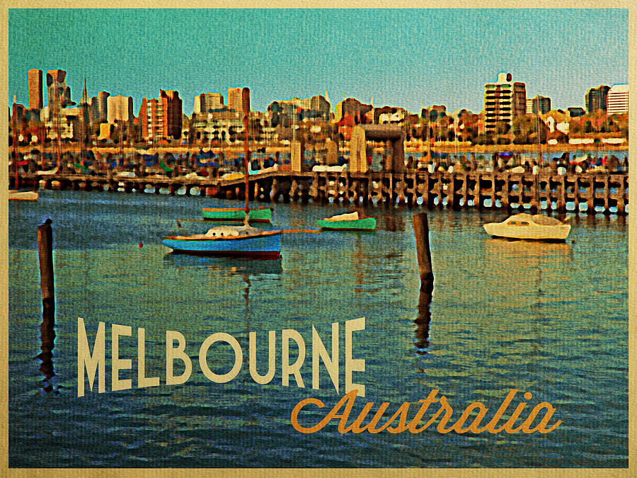 Vintage Melbourne Australia Harbor Digital Art by Flo Karp