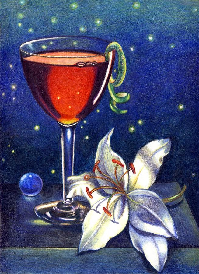 With Wine Painting kits painting Drawing Framed Glass Still Life White Lily  wine glass Original