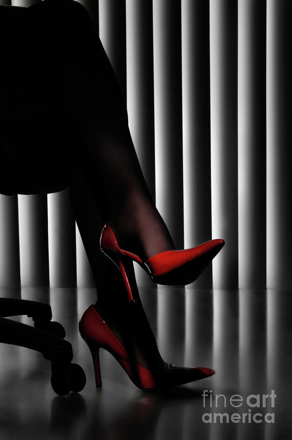 Woman Legs In Red Shoes By Oleksiy Maksymenko