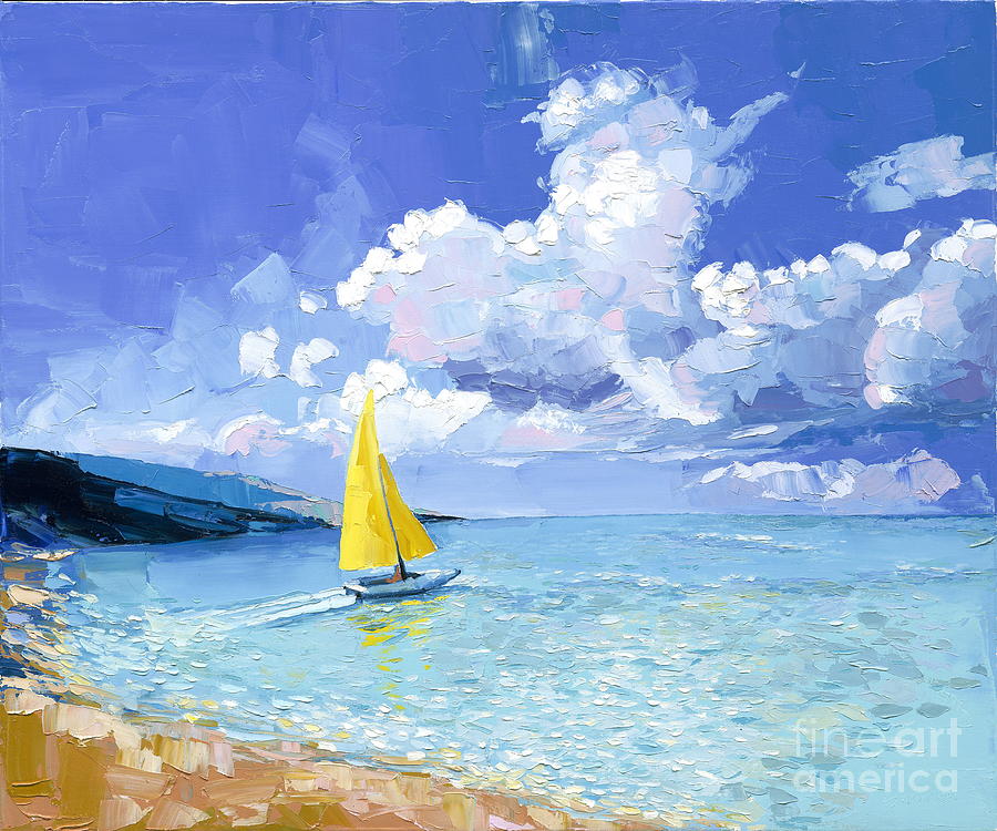 Yellow Sail Boat By Shannon Kincaid