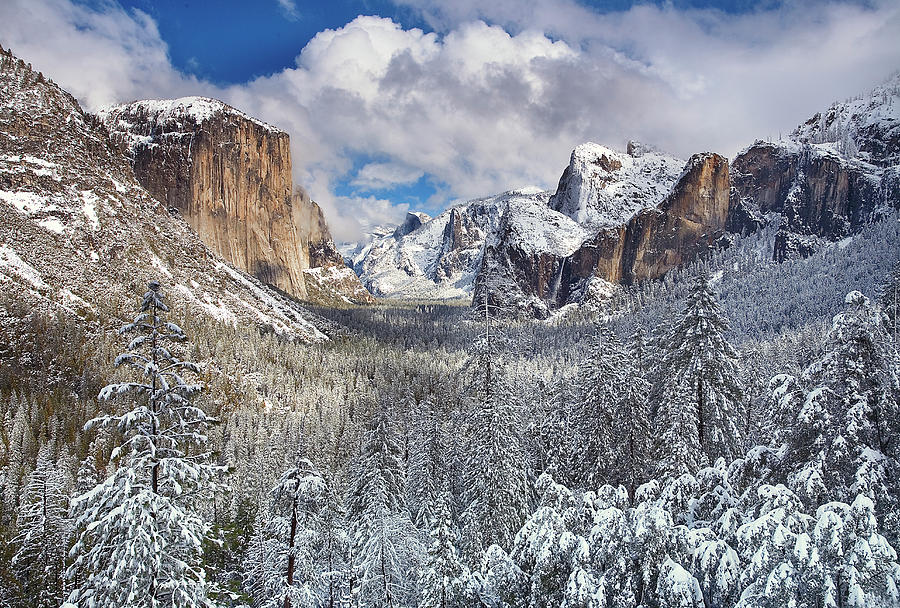 Yosemite Valley In Snow Photograph by