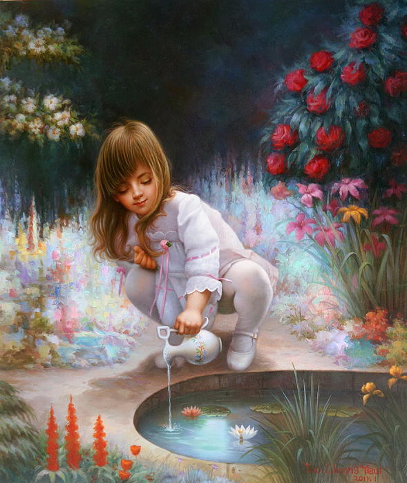 girl in pond