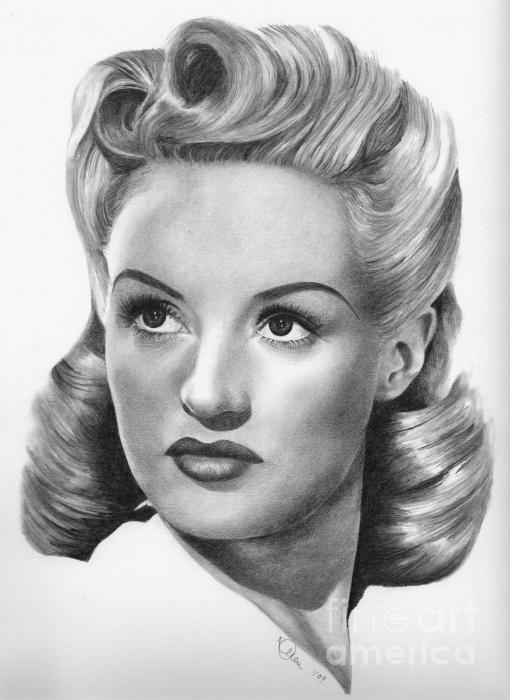 Betty Grable Drawing Betty Grable Fine Art Print Karen Townsend