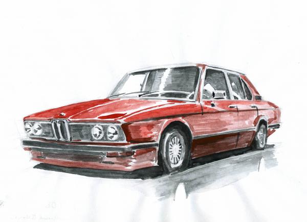 Bmw E12 Painting Bmw E12 Fine Art Print Ildus Galimzyanov