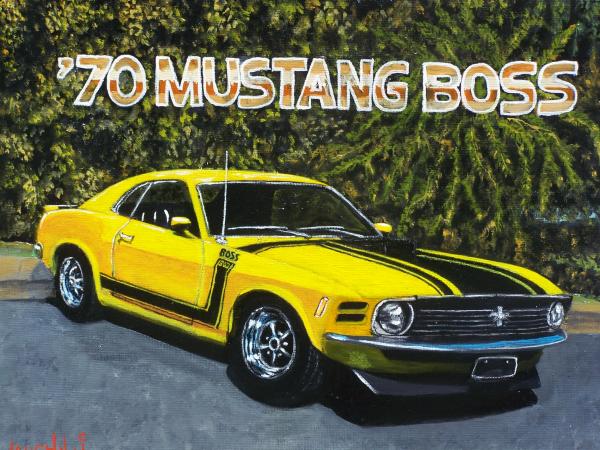 70 Mustang Boss Painting 70 Mustang Boss Fine Art Print Charles Vaughn