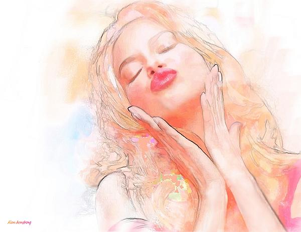 Adriana Lima Watercolor Kiss Digital Art Adriana Lima Watercolor Kiss Fine