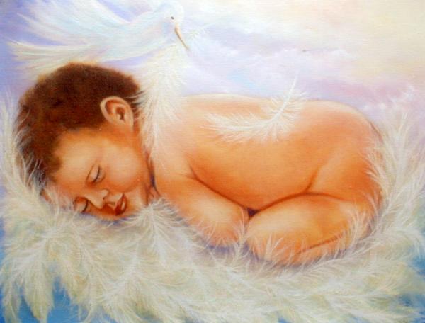 Baby Angel Feathers Painting Baby Angel Feathers Fine Art Print Joni M