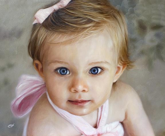 Baby Blue Eyes Portrait Painting William Everly