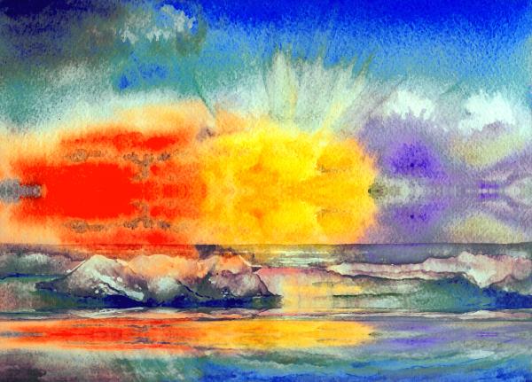 Beach Sunset Painting - Beach Beach Sunset Painting - Beach