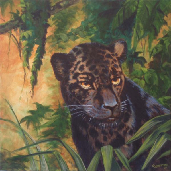 Black Jaguar Painting Craig Johnstone