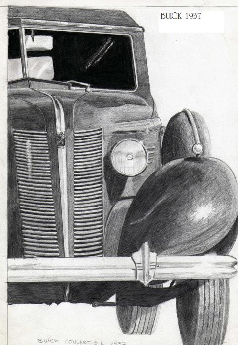 Buick 1937 Drawing Alberto Schlossberg
