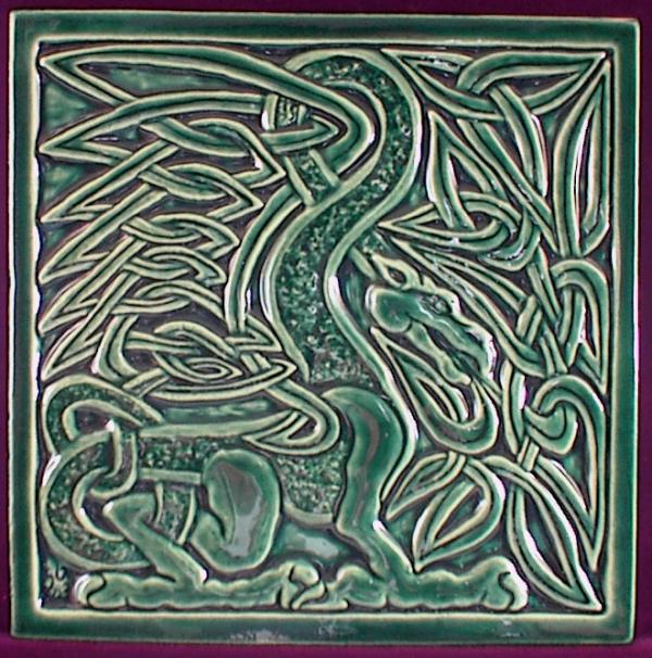 Celtic dragon tile Sculpture Shannon Gresham
