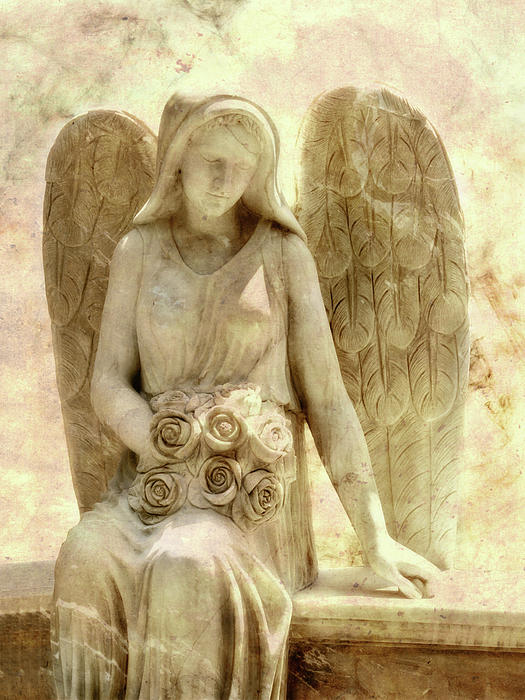 Cemetery Angel Statue Digital Art Cemetery Angel Statue Fine Art Print 