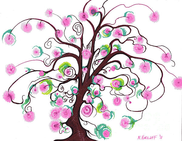 Cherry Blossoms Drawing Cherry Blossoms Fine Art Print Nina Kuriloff