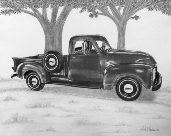 Classic GMC Truck Drawing Classic GMC Truck Fine Art Print Nicole 