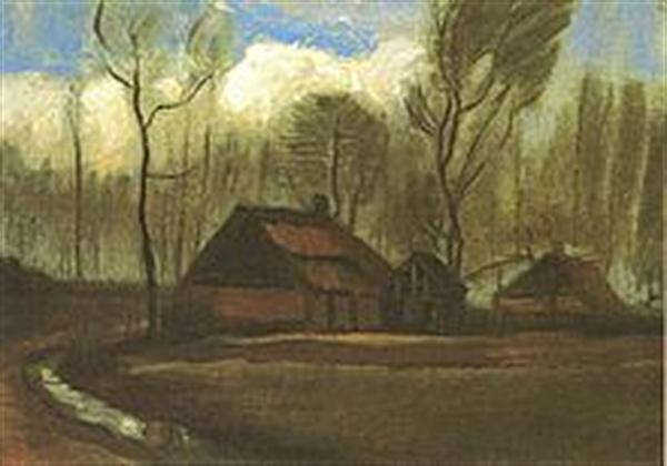 Cottage With Decrepit Barn And Stooping Woman Greeting Card By Vincent