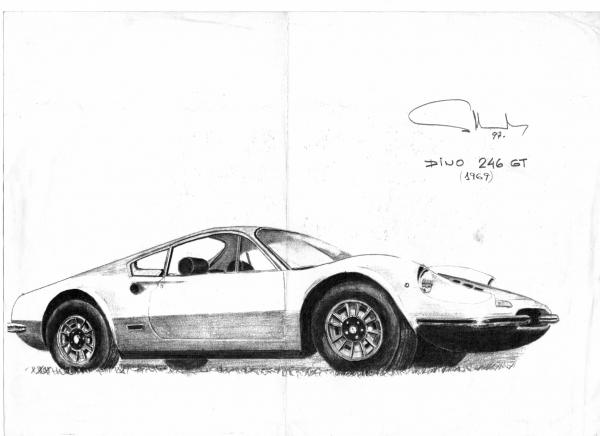 Ferrari Dino Drawing Alberto Schlossberg