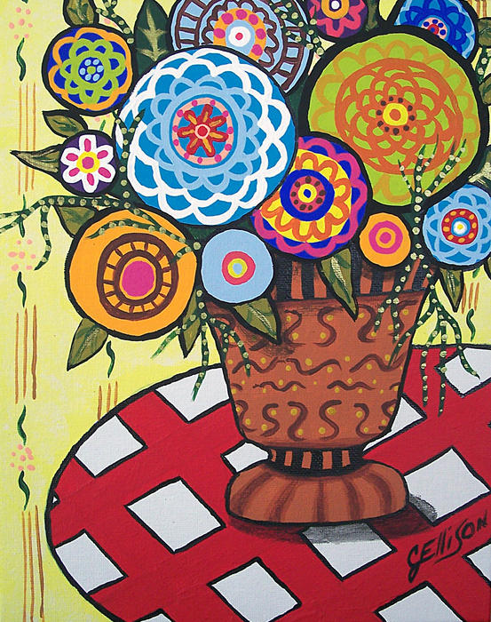 folk art flowers painting