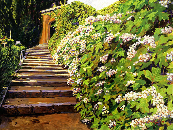 Garden Stairway Tuscany Painting  - Garden Stairway Tuscany Fine Art Print