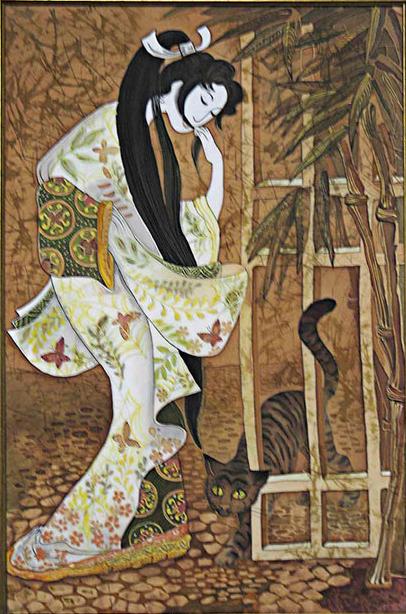 geisha with cat