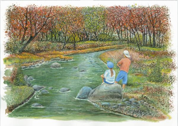 Boy Fishing Painting