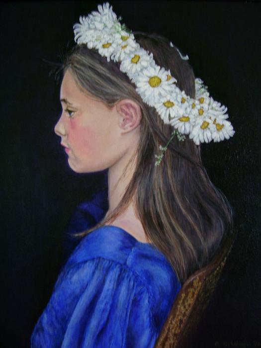 Girl with Flower Crown Painting Girl with Flower Crown Fine Art Print 