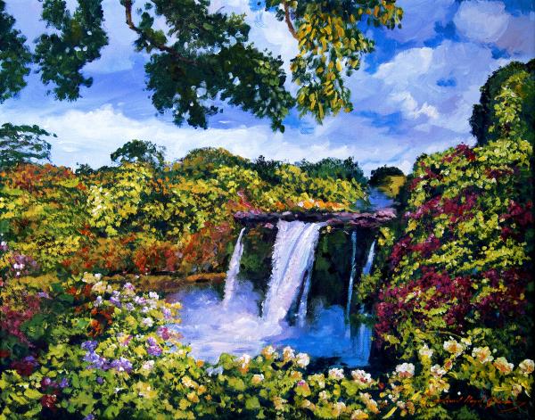 Hawaiian Paradise Falls Painting  - Hawaiian Paradise Falls Fine Art Print