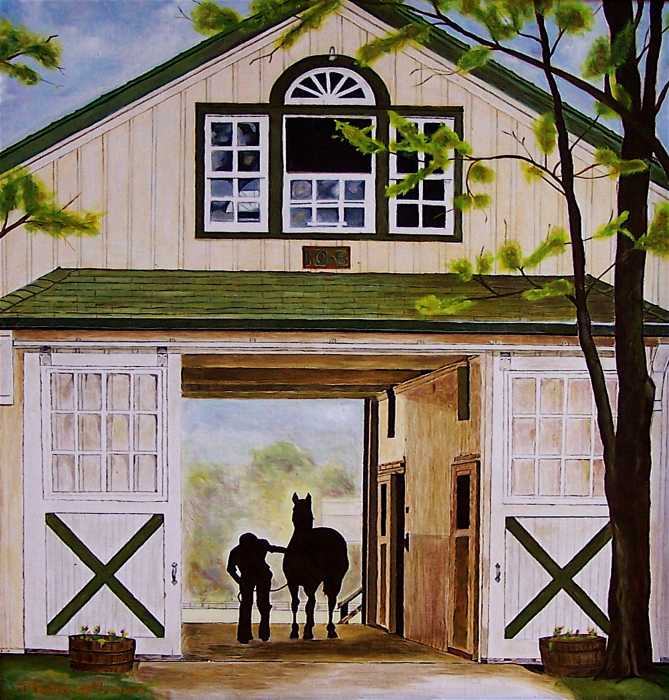 horse barn painting by michael lewis horse barn fine art prints horse barn 669x700