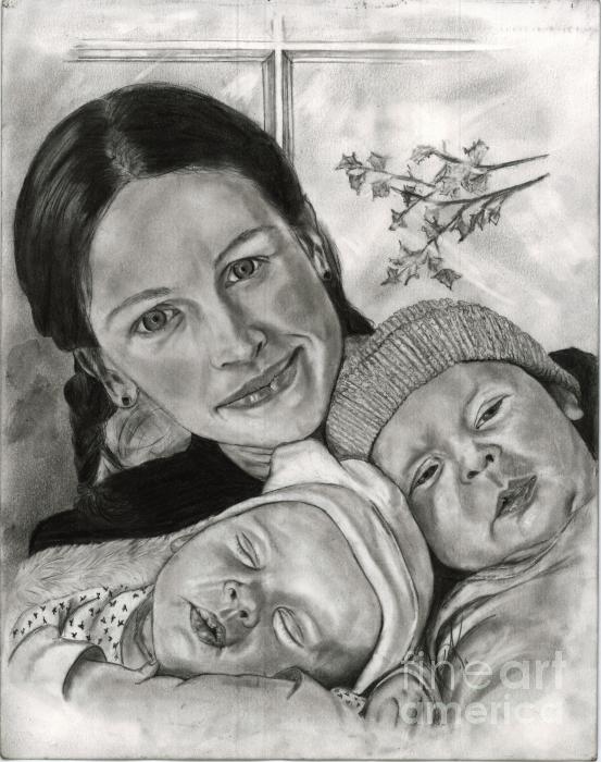 Julia Roberts and the Twins Drawing Julia Roberts and the Twins Fine Art 