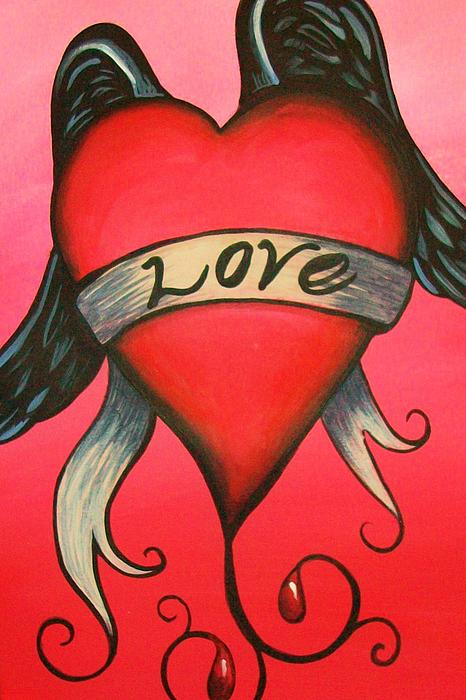 Love heart black wings Painting John S Huerta