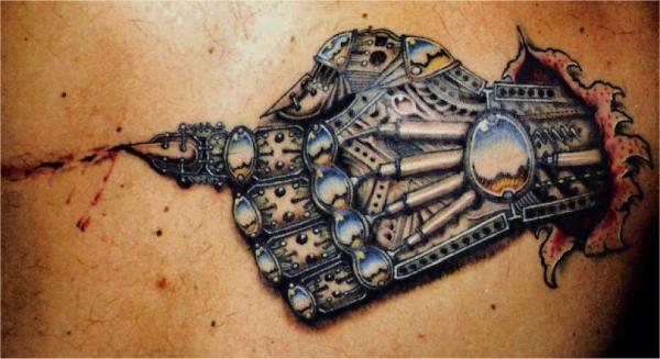 Mechanical hand tattoo