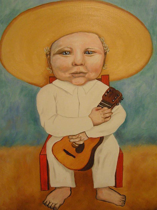 Mexican Boy with Guitar Painting Mexican Boy with Guitar Fine Art Print