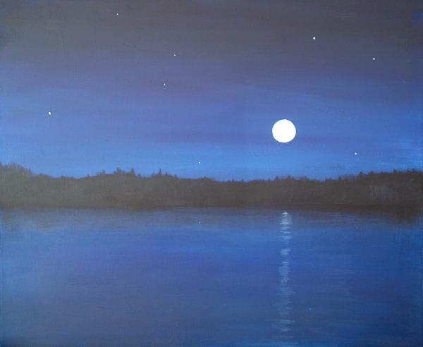 Moon and Stars Reflected Painting Moon and Stars Reflected Fine Art Print