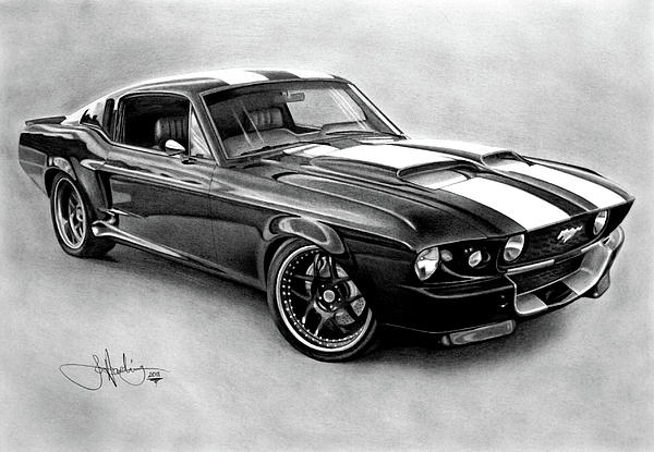Mustang GT350 Drawing Mustang GT350 Fine Art Print John Harding