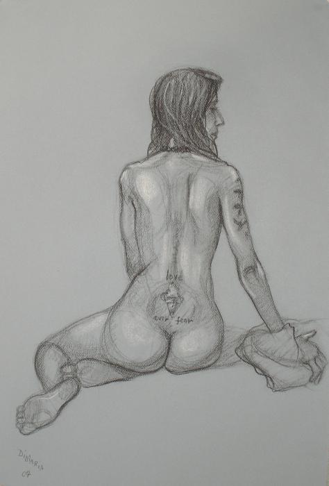 Nude with Tattoo 1 Drawing Nude with Tattoo 1 Fine Art Print Donelli 