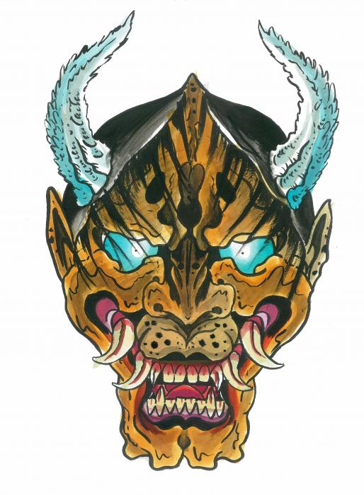Oni Mask Tiger Painting Keith Diffenderfer