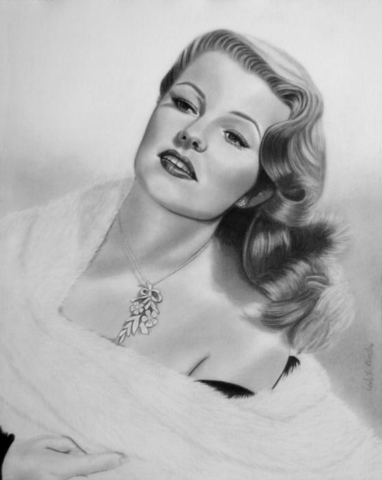 Portrait of Rita Hayworth Drawing Nicole Hamilton
