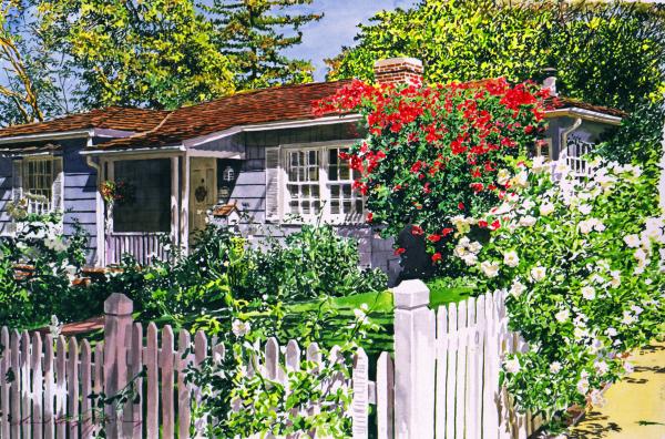 Rose Cottage  Painting  - Rose Cottage  Fine Art Print