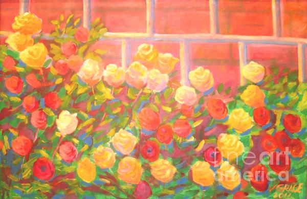 image of lovers. Roses the gift of lovers. Painting - Roses the gift of lovers.