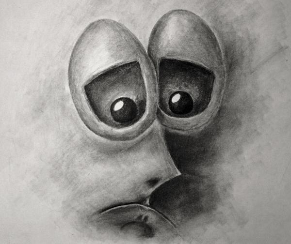 Sad Abstract Face Drawing - Sad Abstract Face Fine Art Print