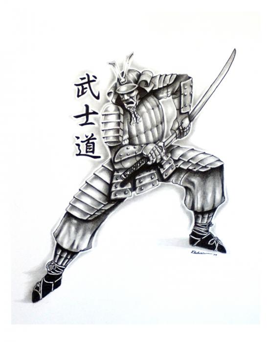 Samurai Tattoo Design 2 Drawing Samurai Tattoo Design 2 Fine Art Print