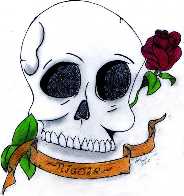 Skulls and roses Drawing Nicole Brown
