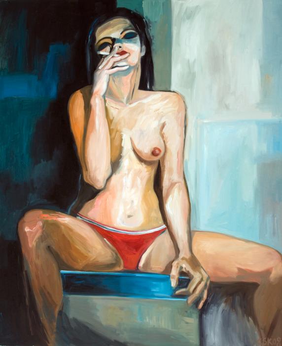 Girl Smoking Painting